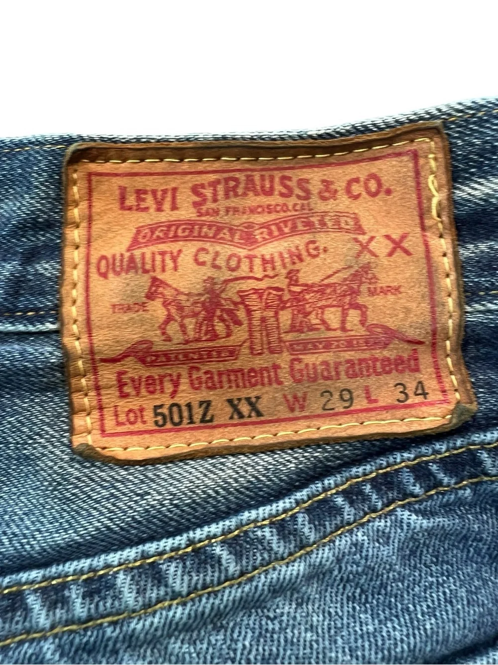 Levis 501Z XX LVC 1954 Blue Jeans Mens Size 29x34 Distressed Patched Denim